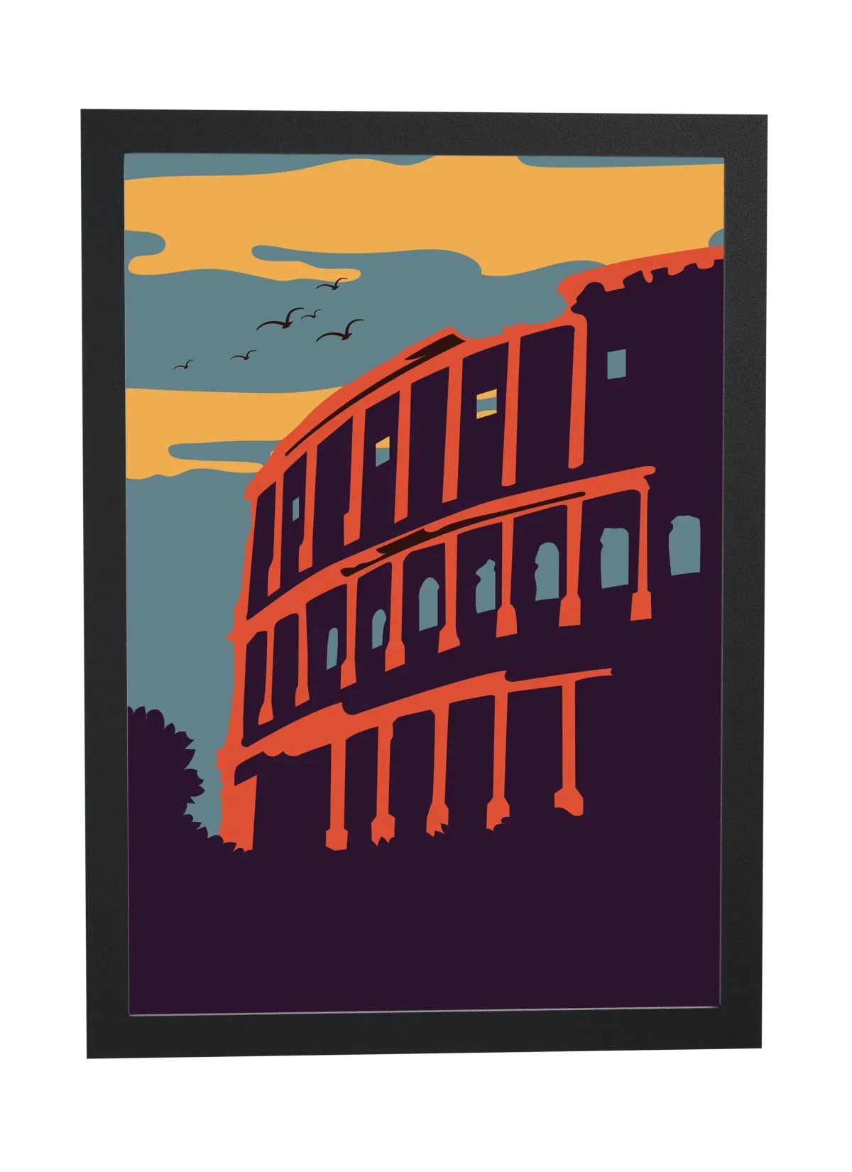 Coliseu em ilustração retrô