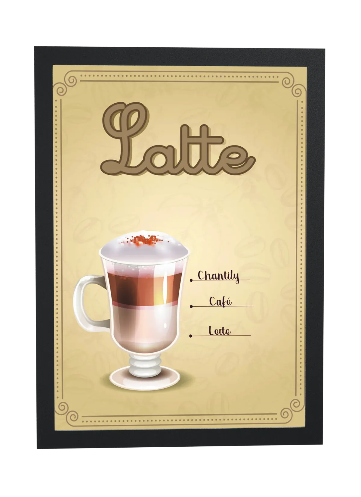 Receita ilustrada de latte