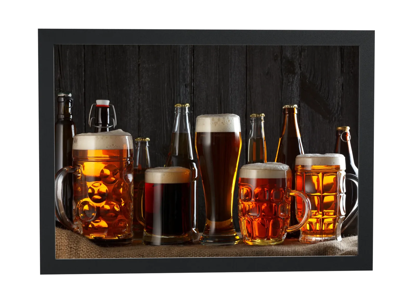 Variedade de cervejas em fileira