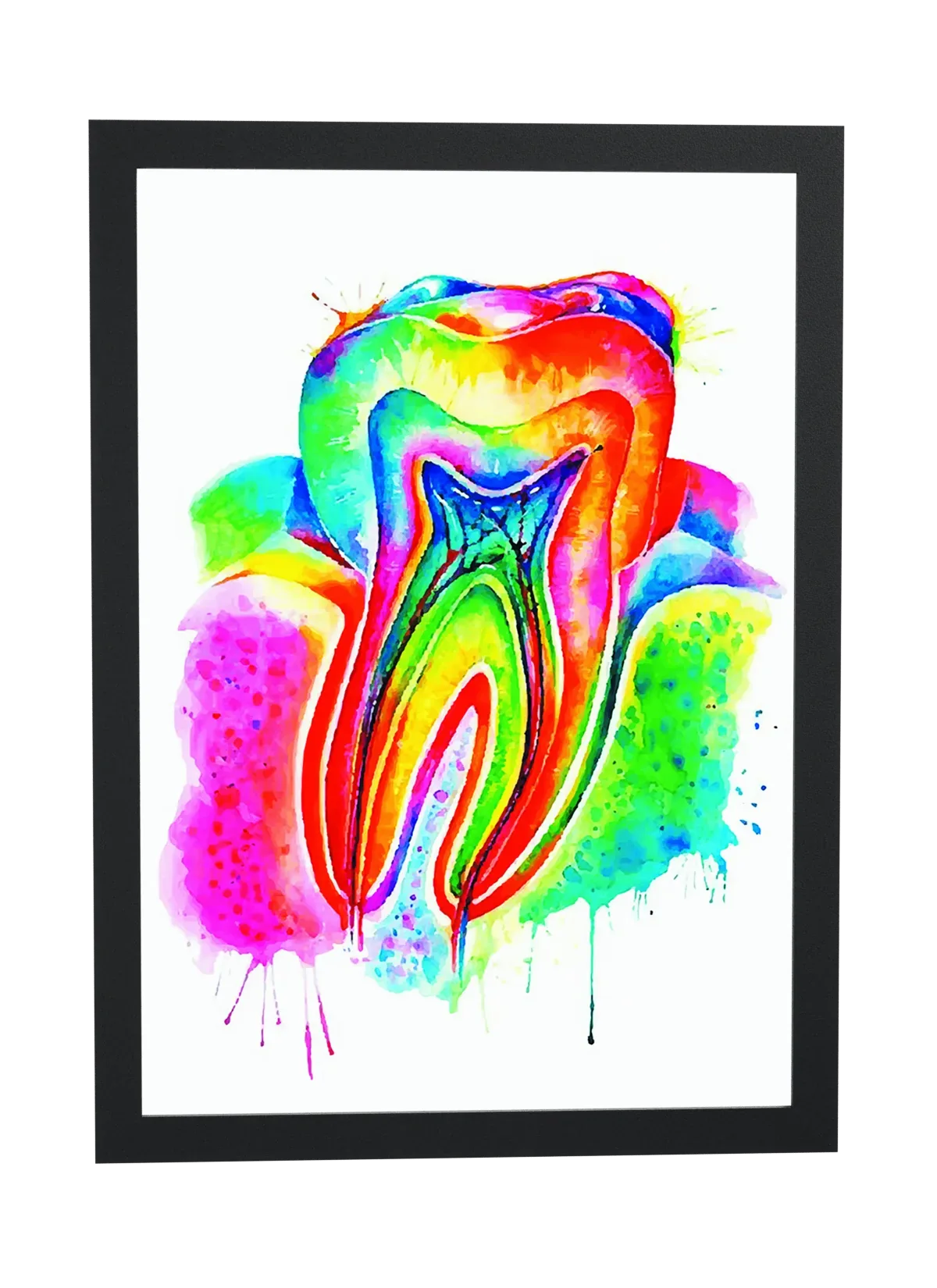 Dente colorido em aquarela
