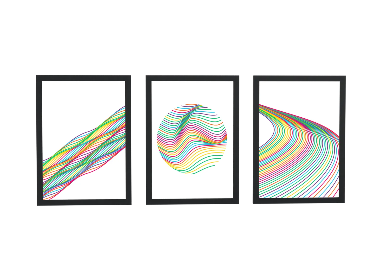 Trio de linhas coloridas em ondas