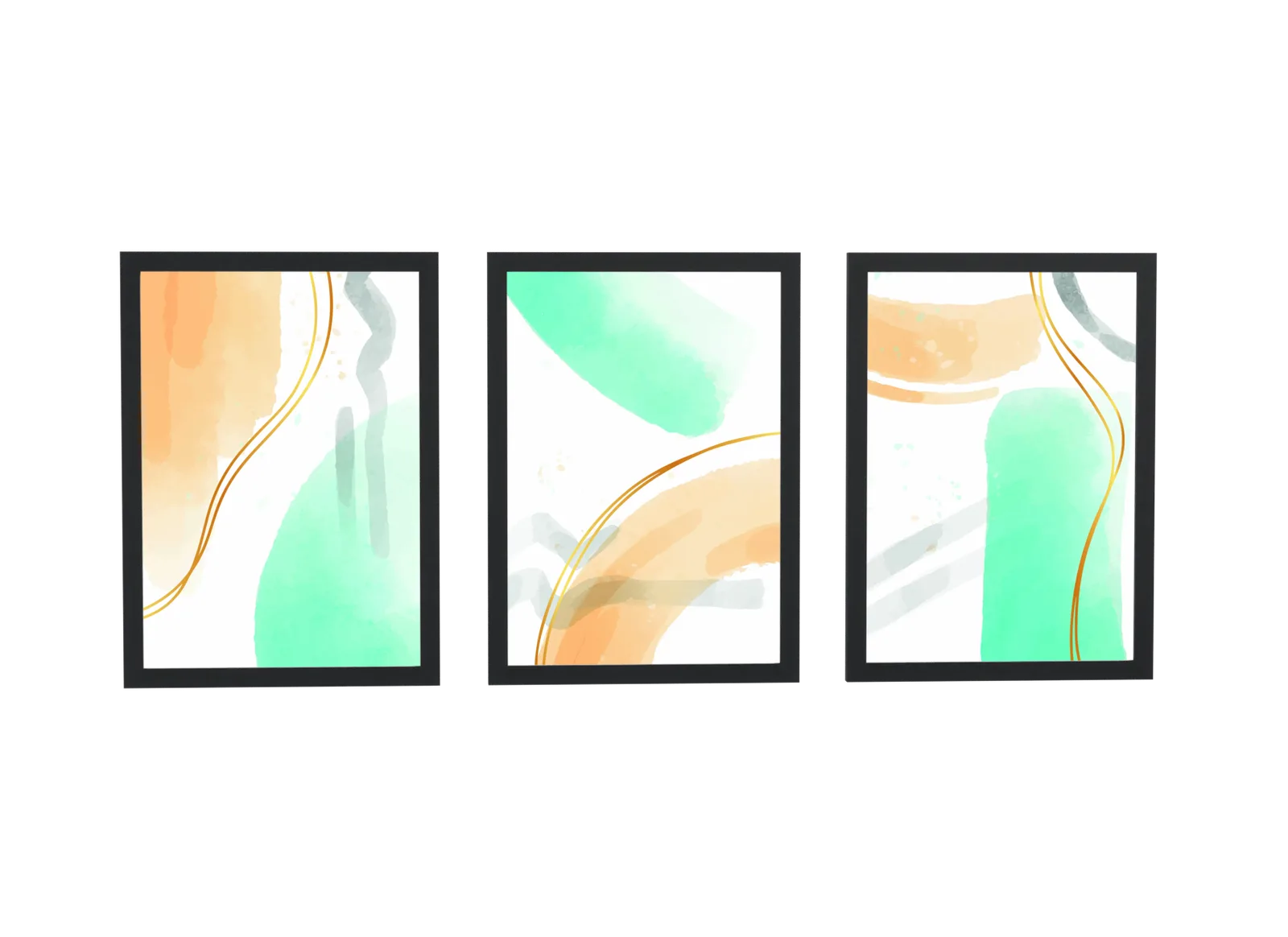 Trio aquarela suave em laranja e verde-água