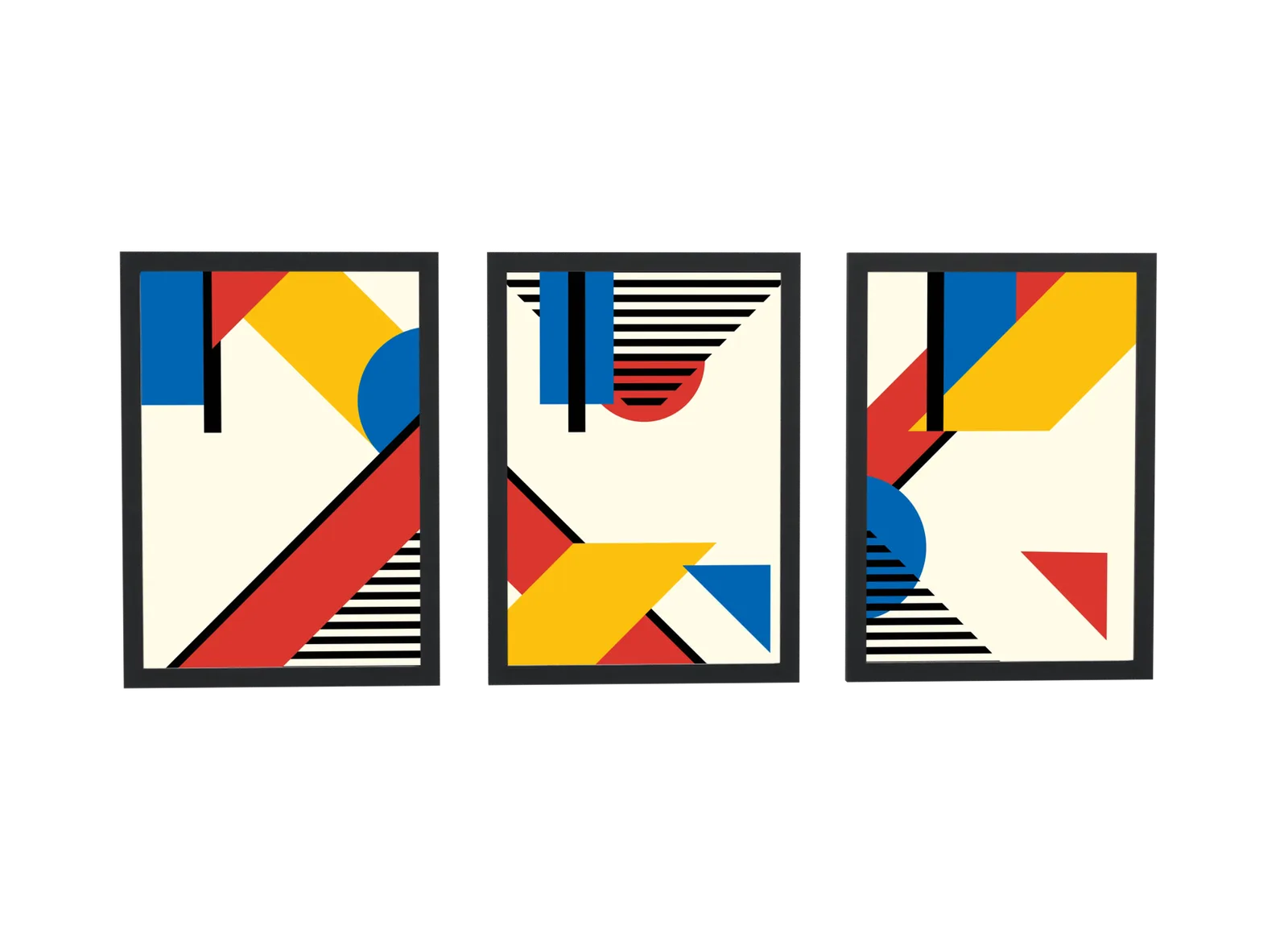 Trio bauhaus em vermelho, amarelo e azul
