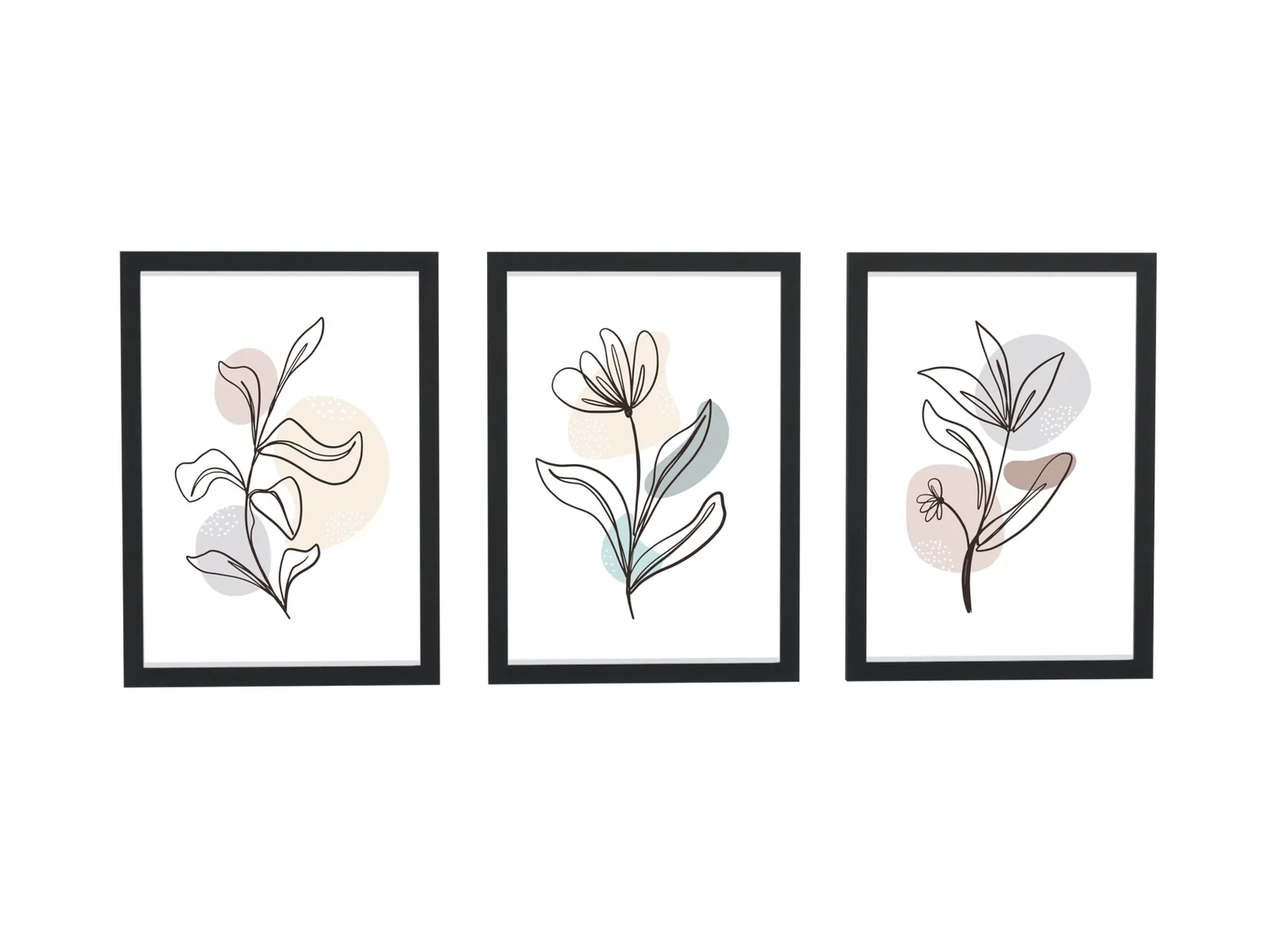 Trio botânico em traço fino minimalista