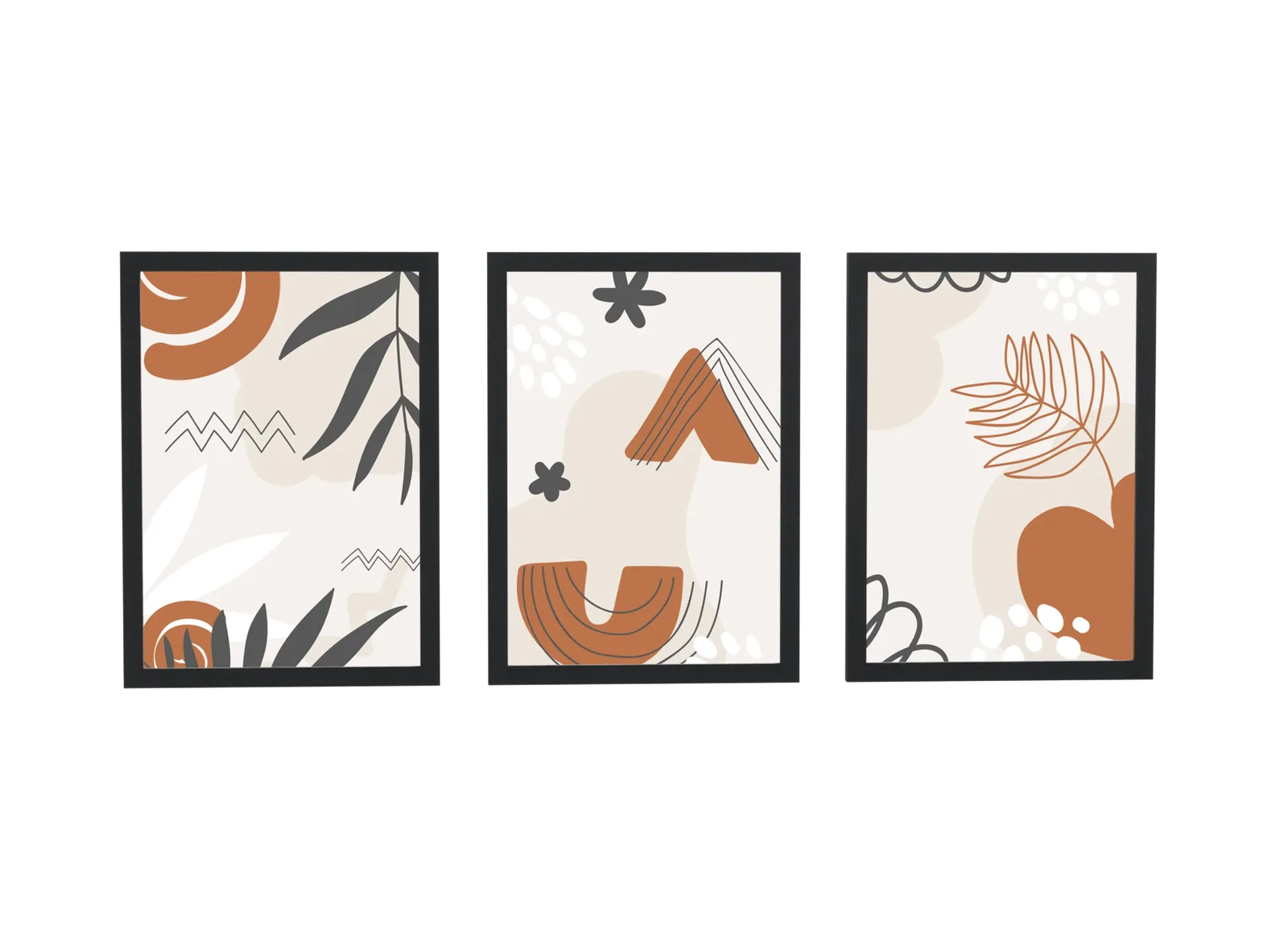 Trio boho de folhas e arcos em terracota
