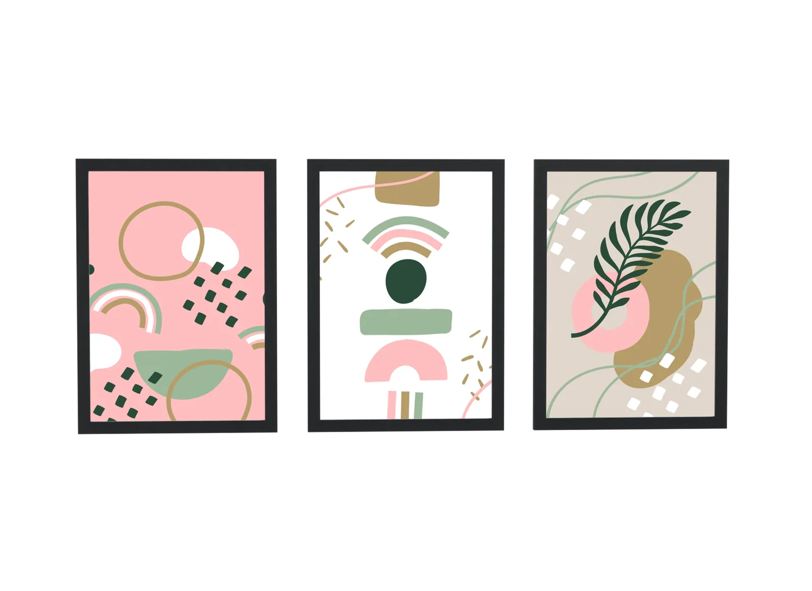 Trio abstrato de arco-íris em rosa