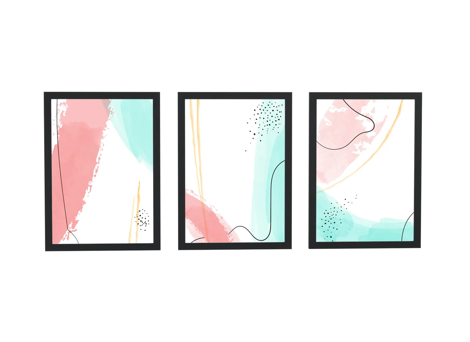 Trio aquarela em rosa e verde-menta