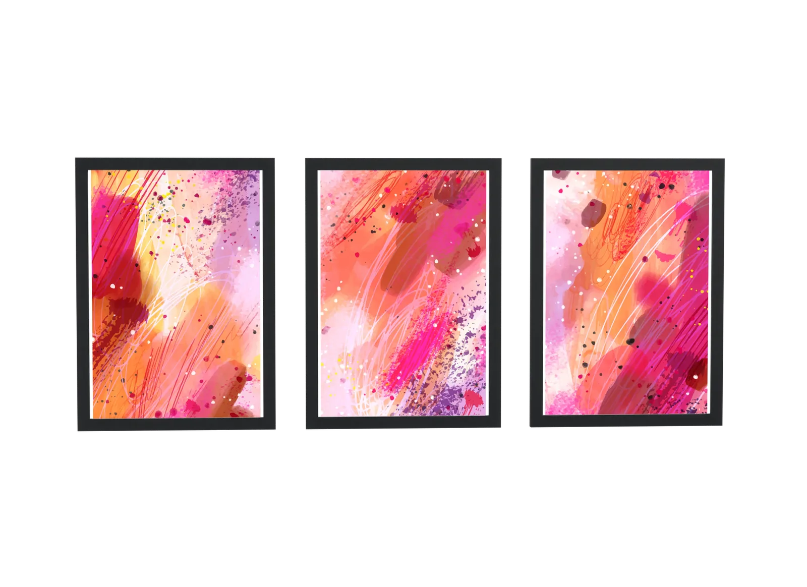 Trio abstrato em pincelada rosa-choque