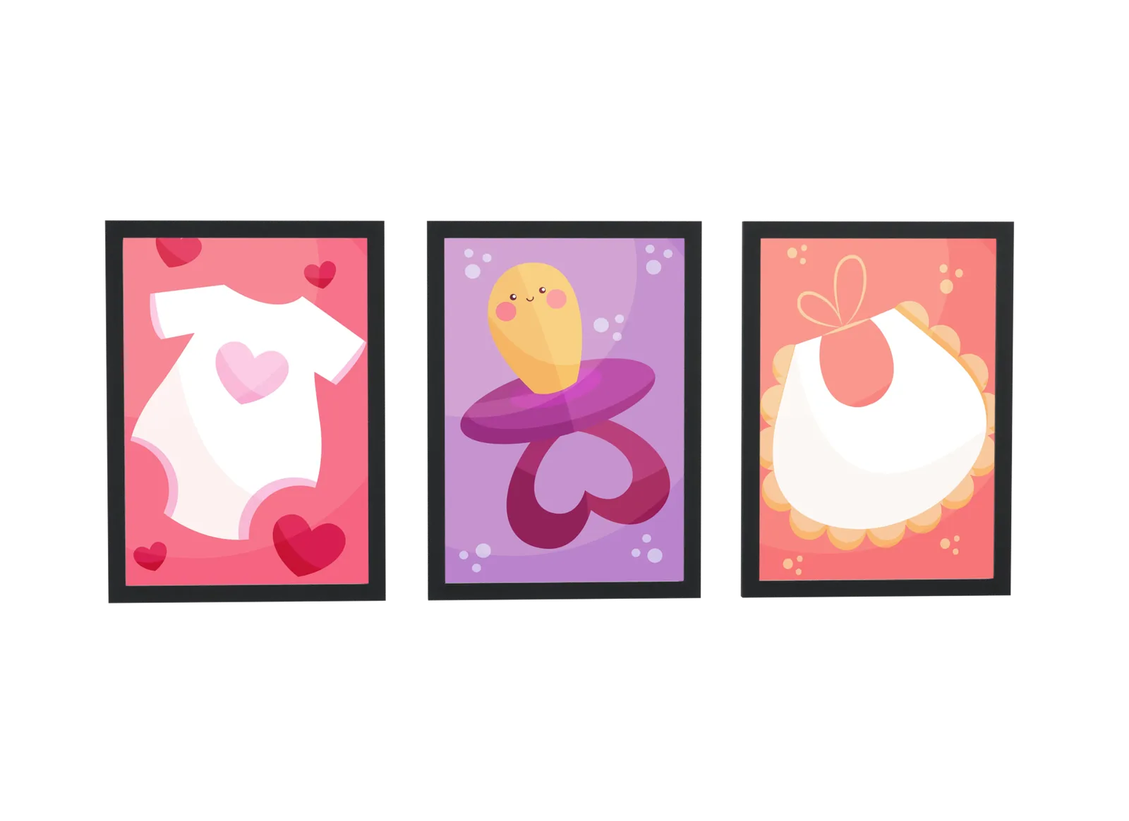 Trio infantil de body e chupeta rosa