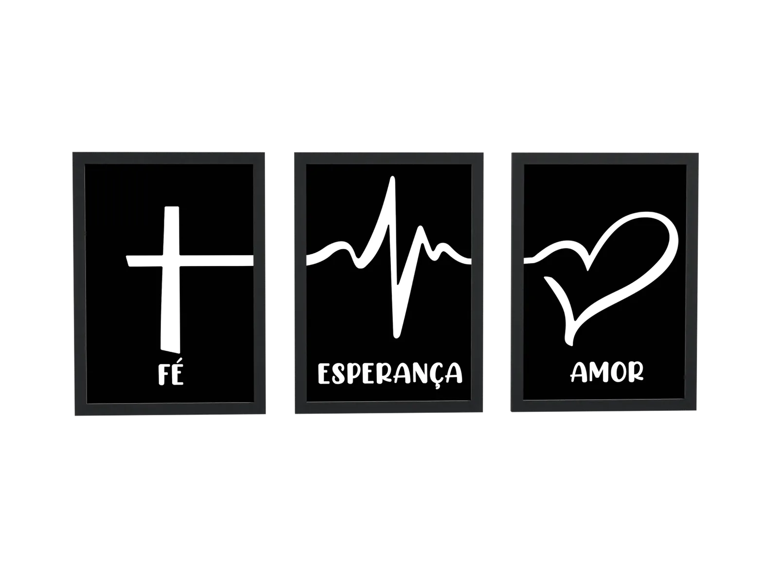 Trio de fé, esperança e amor em preto