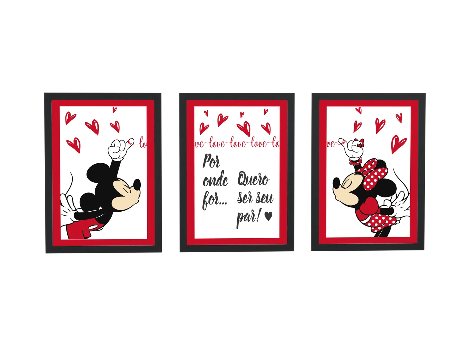 Trio do amor de Mickey e Minnie