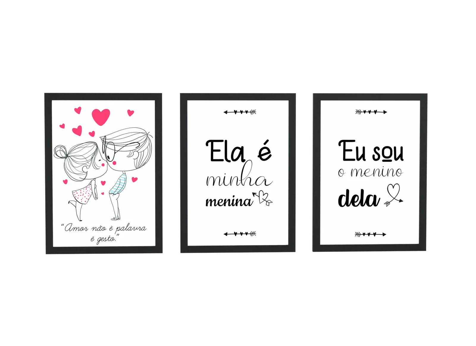 Trio de casal e frases de amor