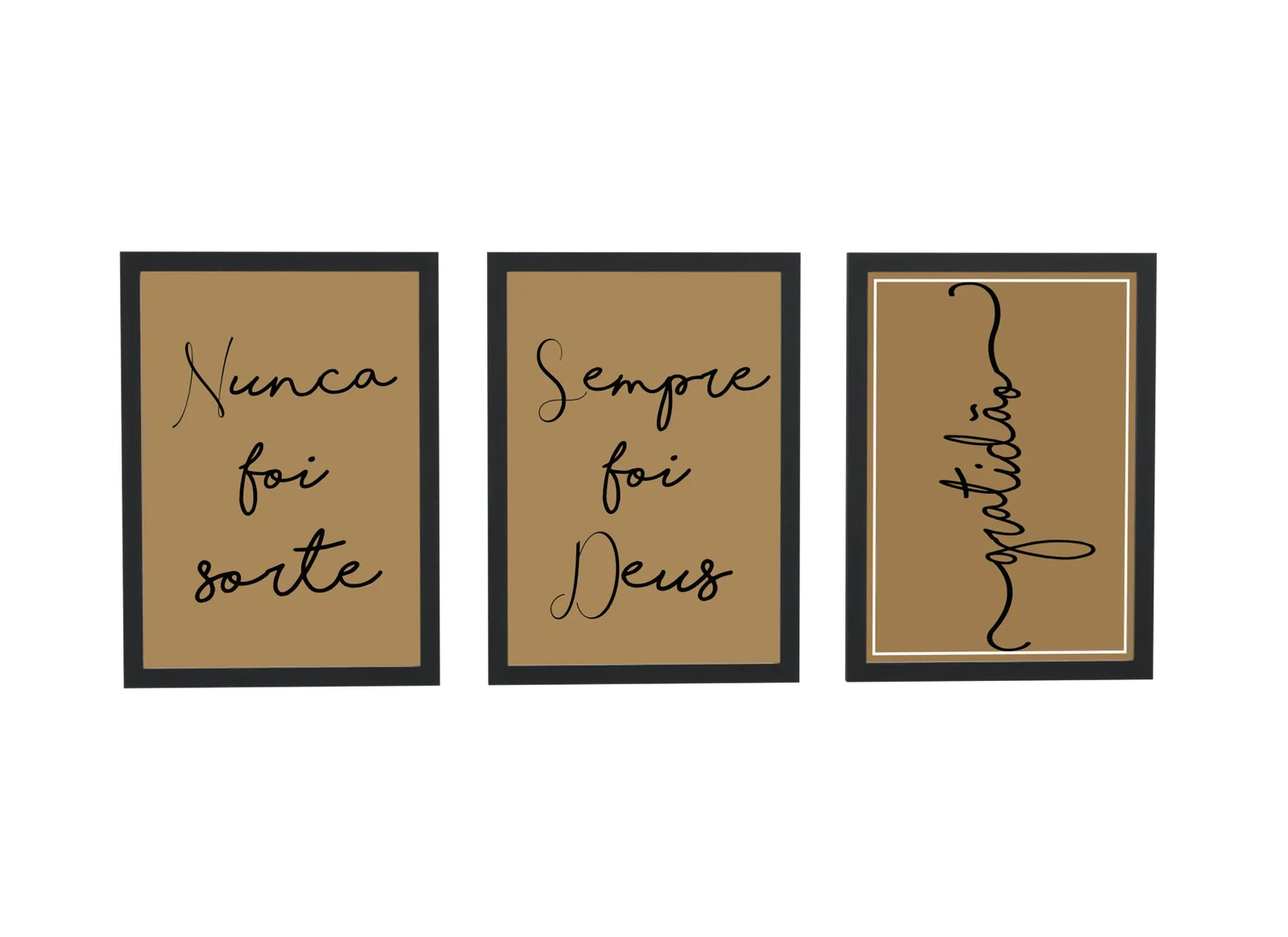 Trio dourado de gratidão e fé em Deus