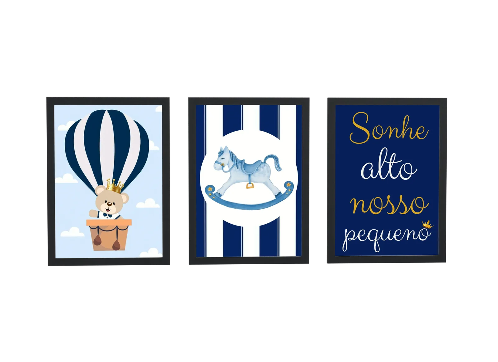 Trio infantil de balão e cavalo de balanço