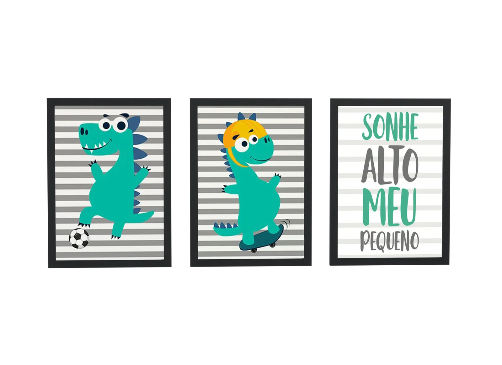 Trio infantil de dinossauro esportista