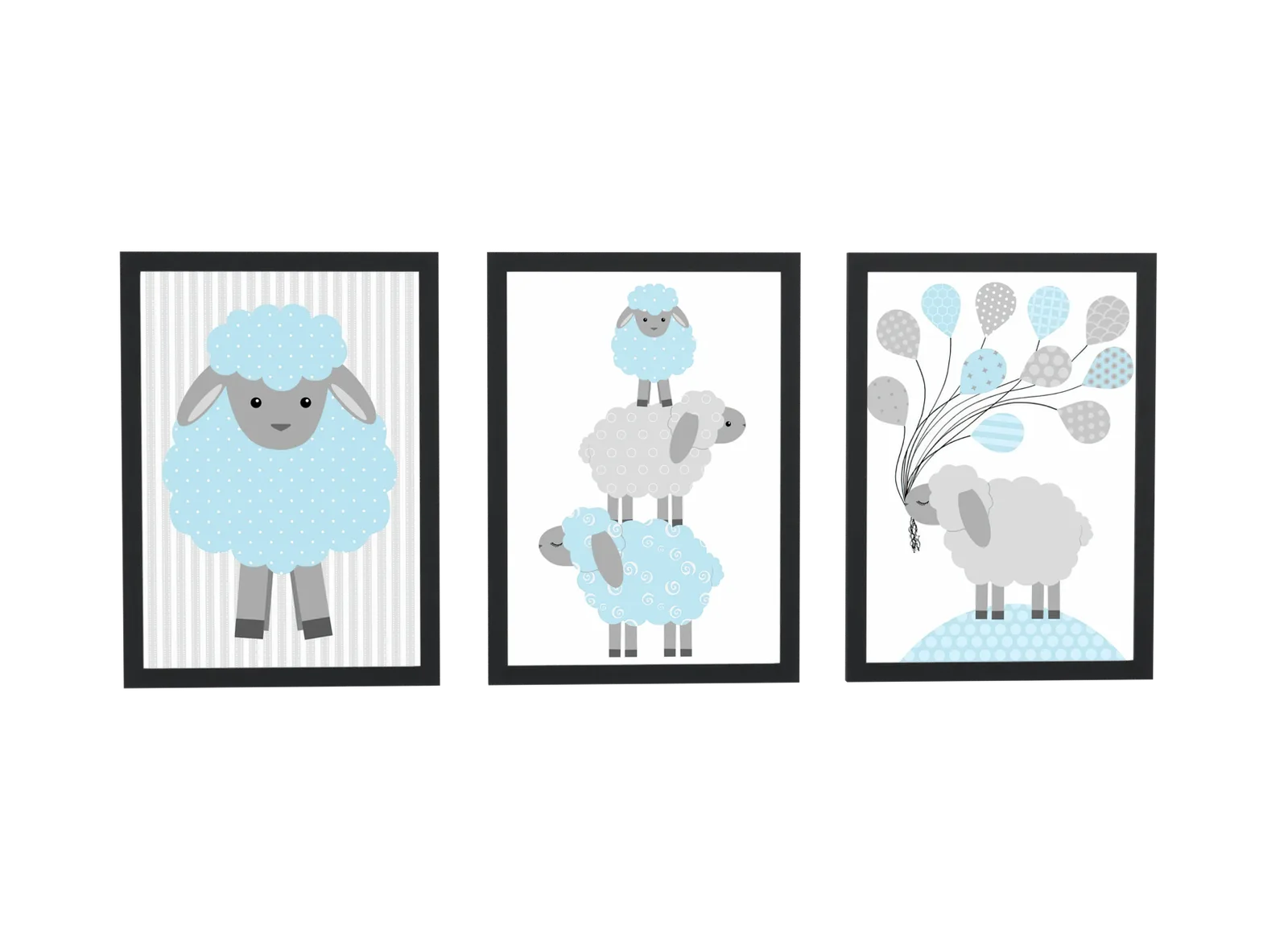 Trio infantil de ovelhinhas azuis