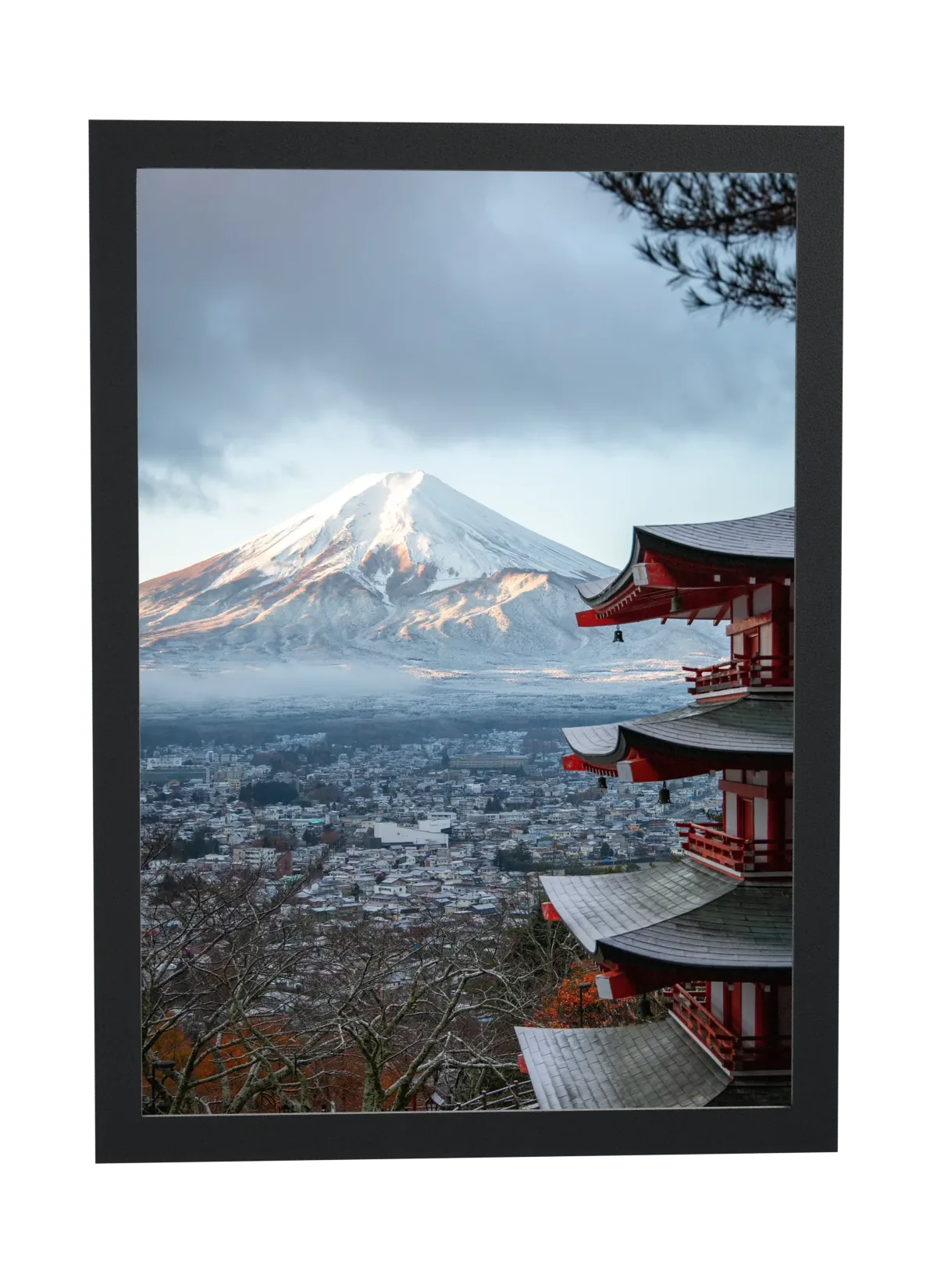Monte Fuji com pagode vermelho