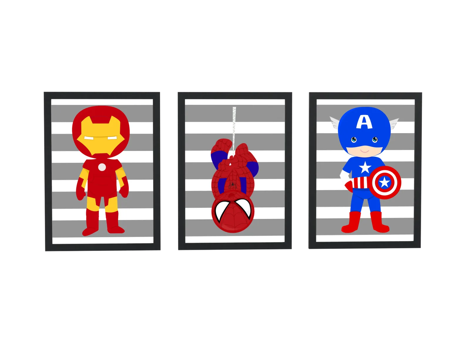 Trio kids de heróis Marvel listrado