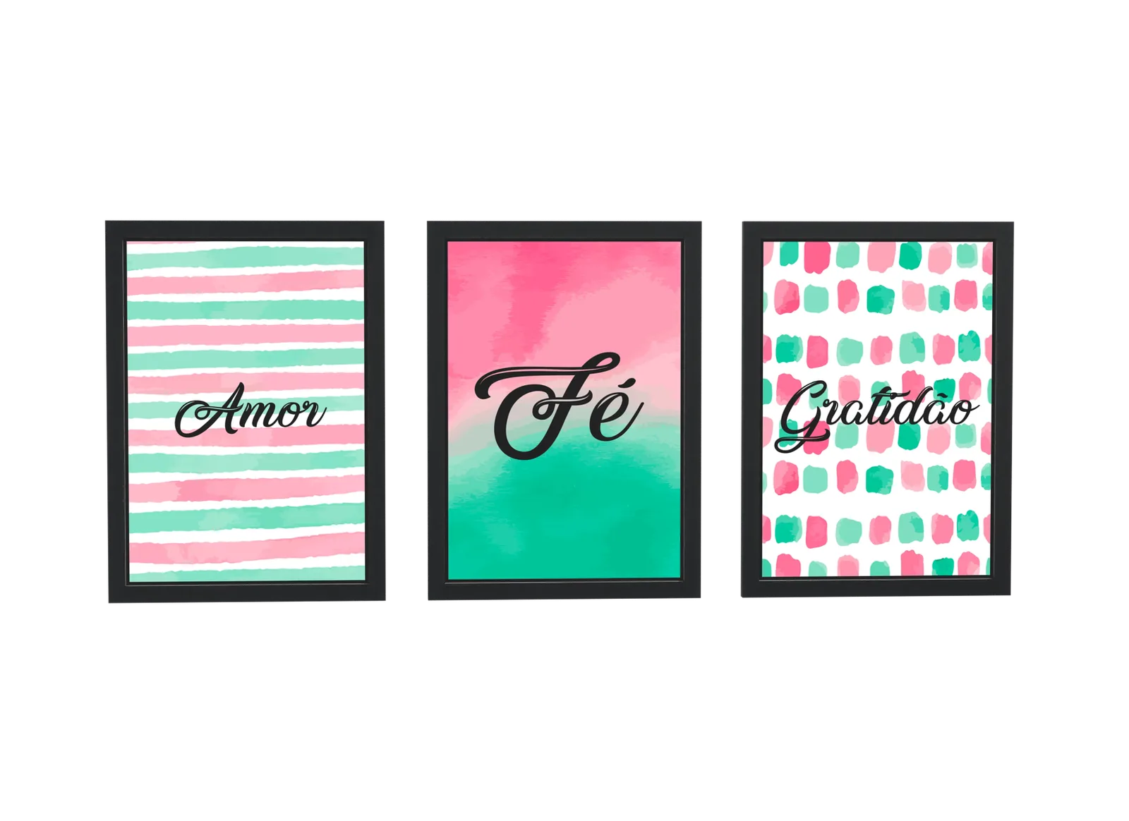 Trio rosa e verde de amor, fé e gratidão