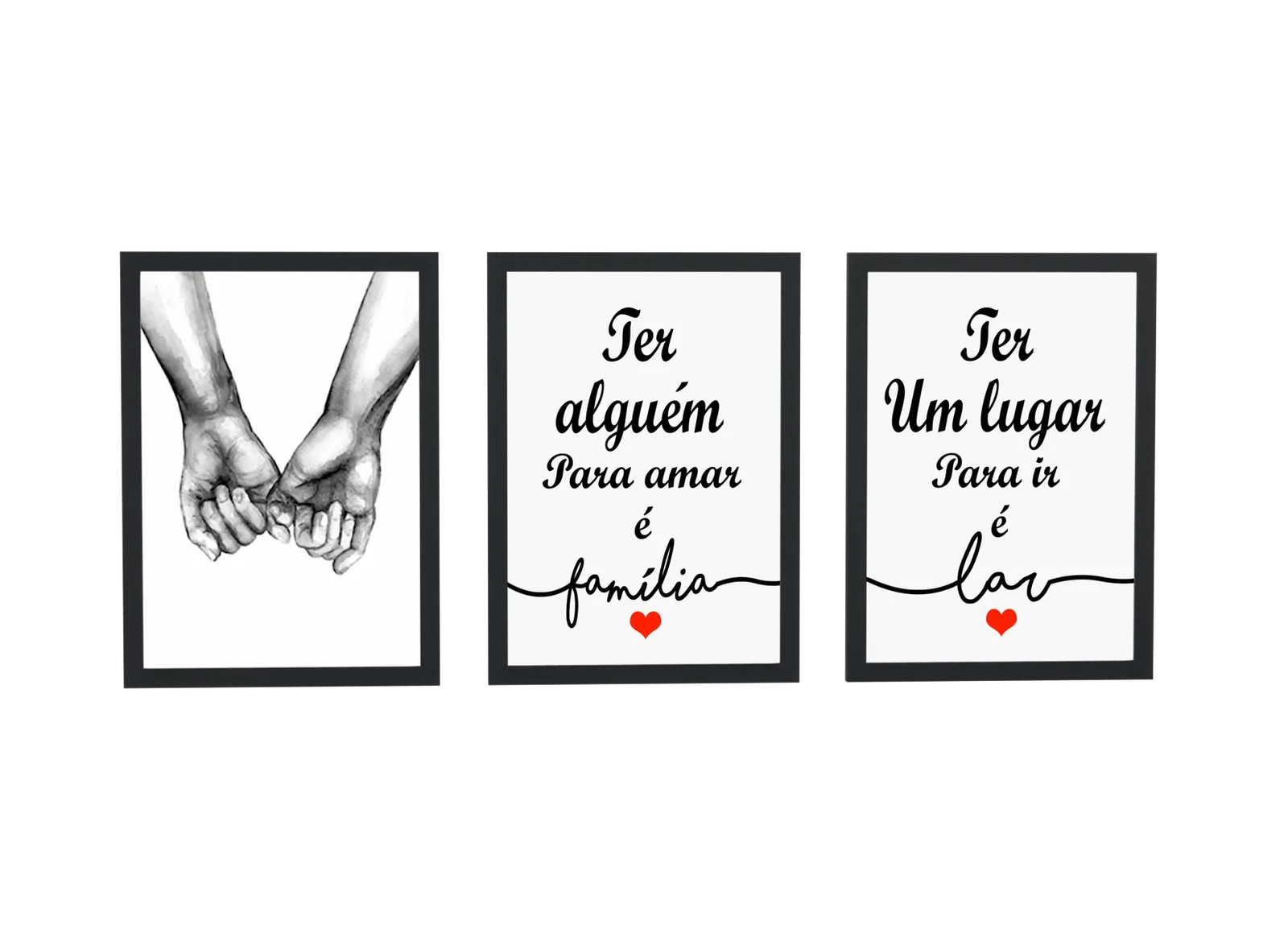Trio de mãos dadas com frases de família