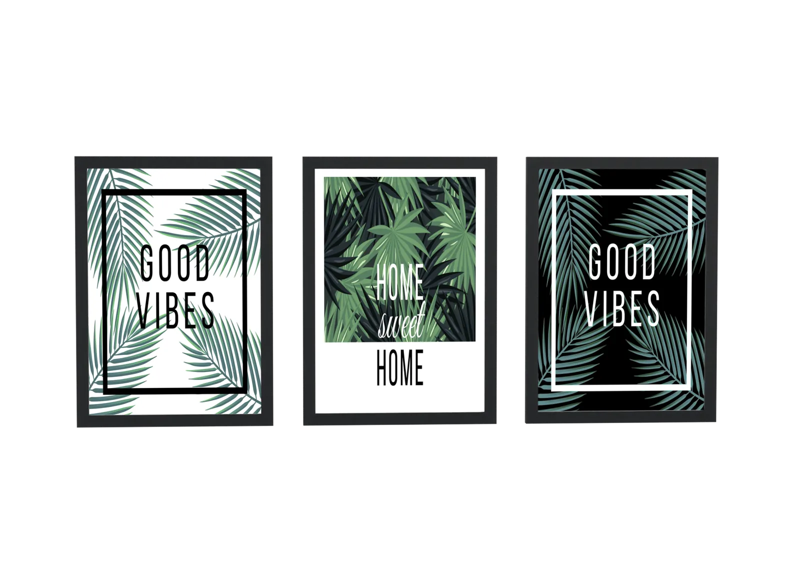 Trio tropical good vibes em preto e verde