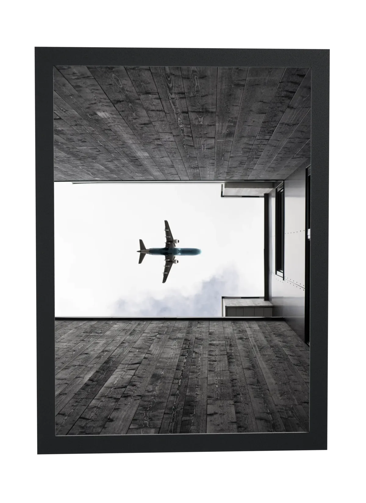 Avião surreal dentro de um quarto