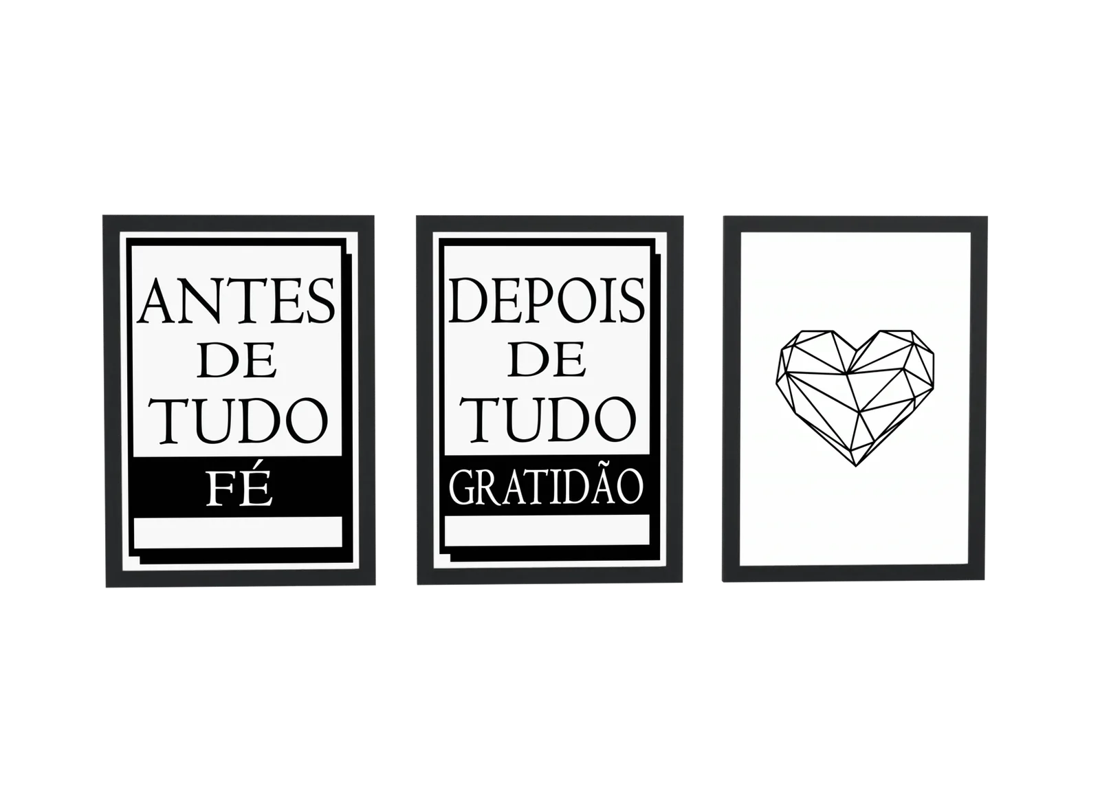 Trio bold de fé, gratidão e coração vazado
