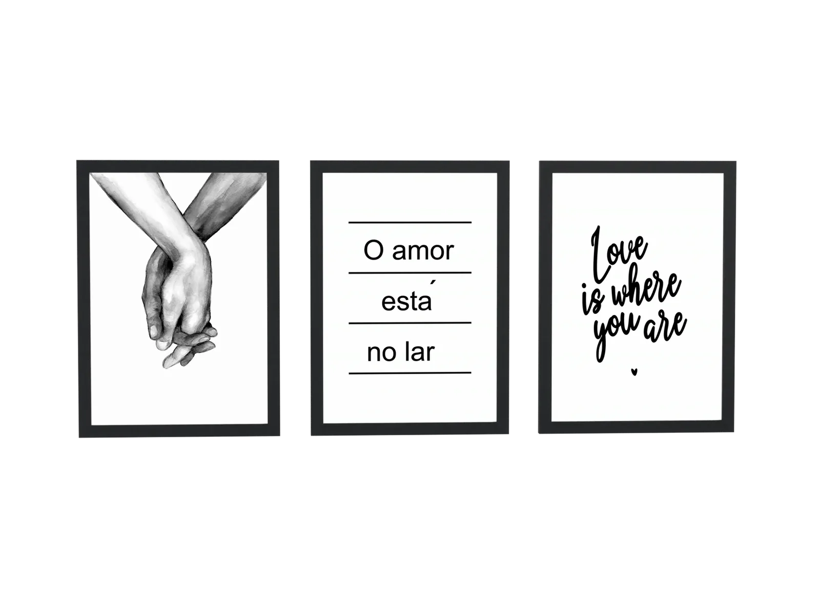 Trio de mãos e frases sobre o lar