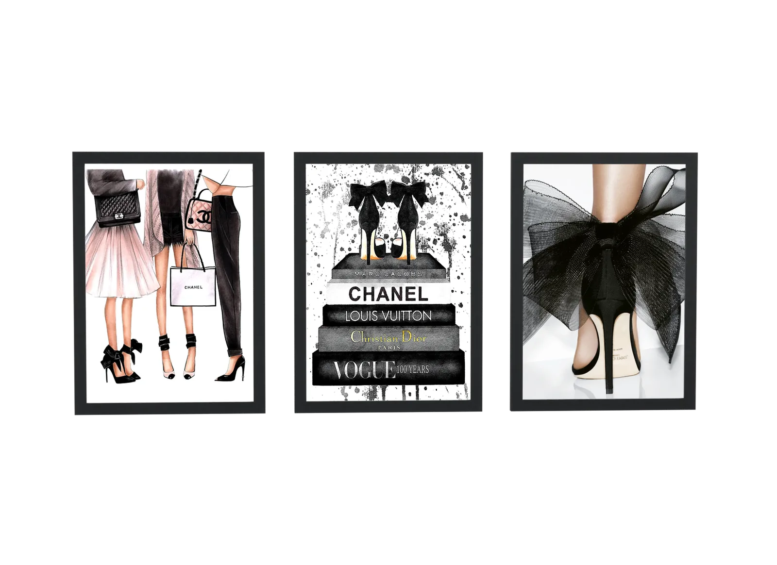 Trio fashion de scarpins e marcas de luxo