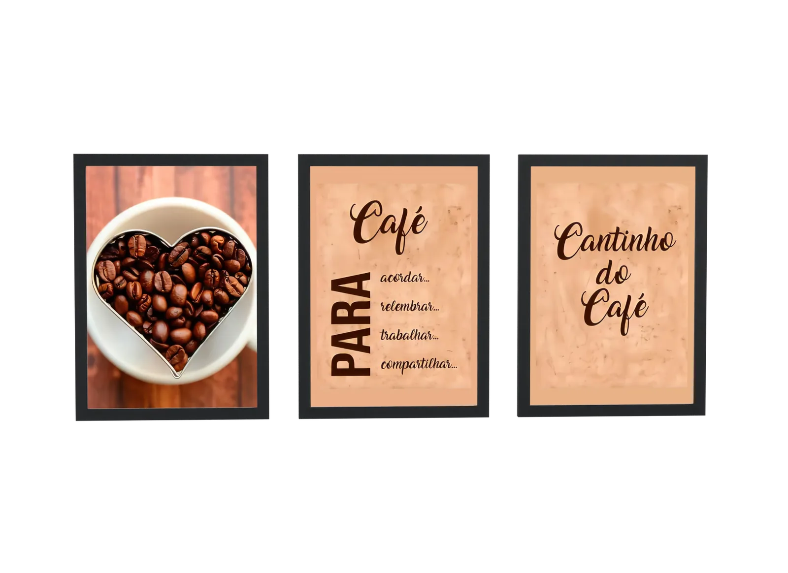 Trio de café com frase para a cozinha