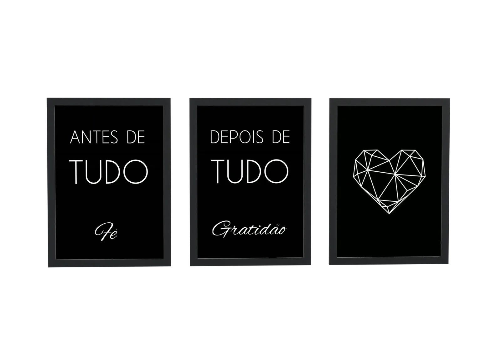 Trio preto simples de fé e gratidão