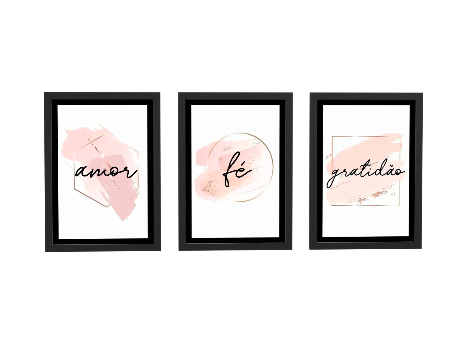 Trio preto de amor, fé e gratidão rosa