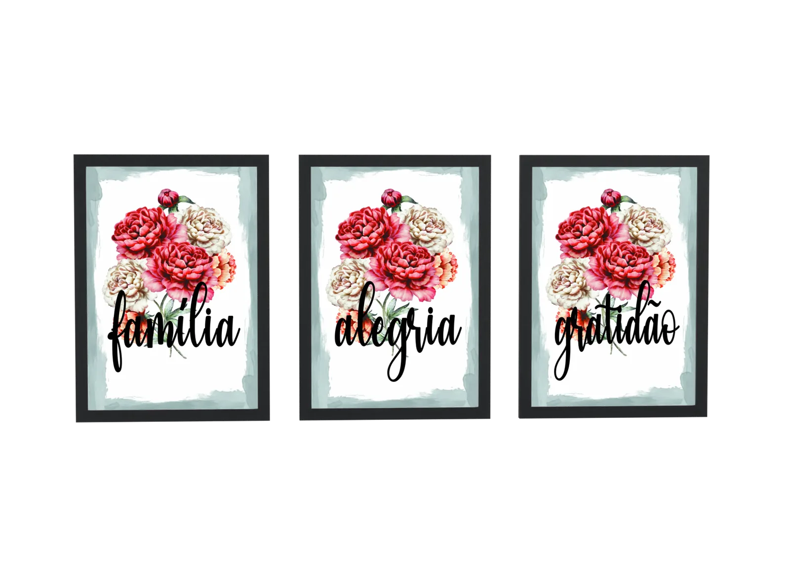 Trio família, alegria e gratidão em vermelho