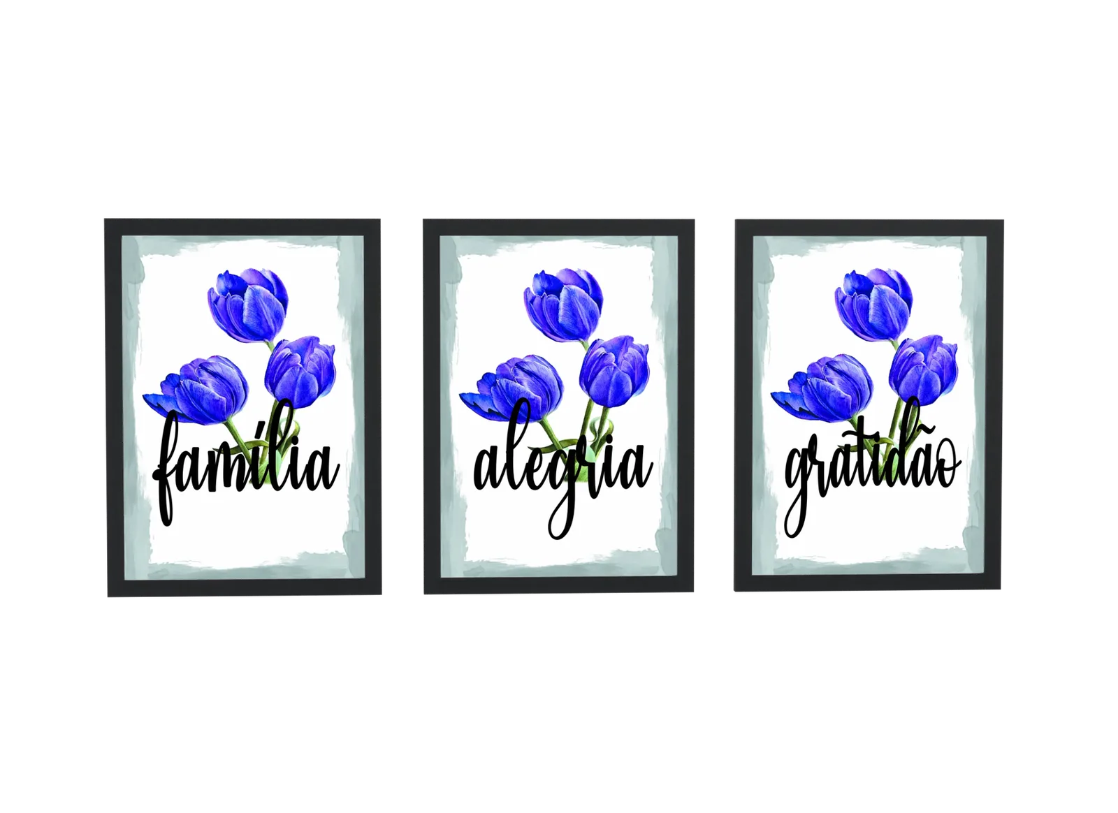 Trio família, alegria e gratidão com tulipas