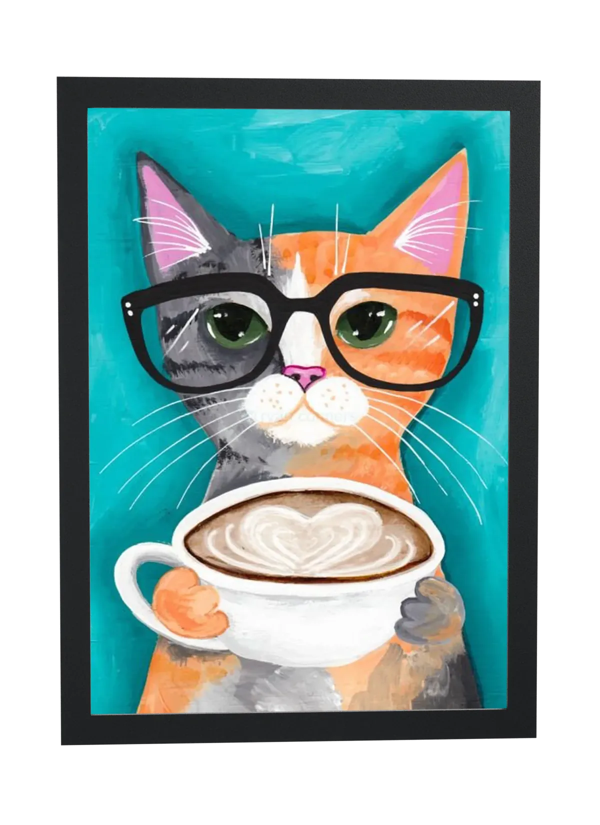 Gato de óculos com café