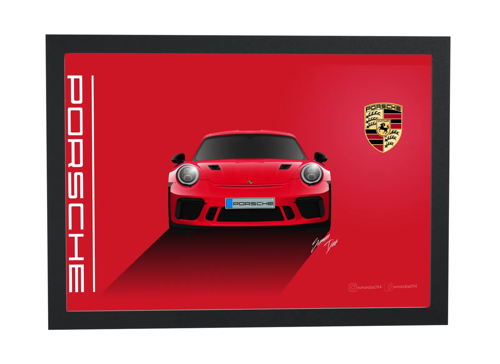 Porsche vermelho em fundo vermelho