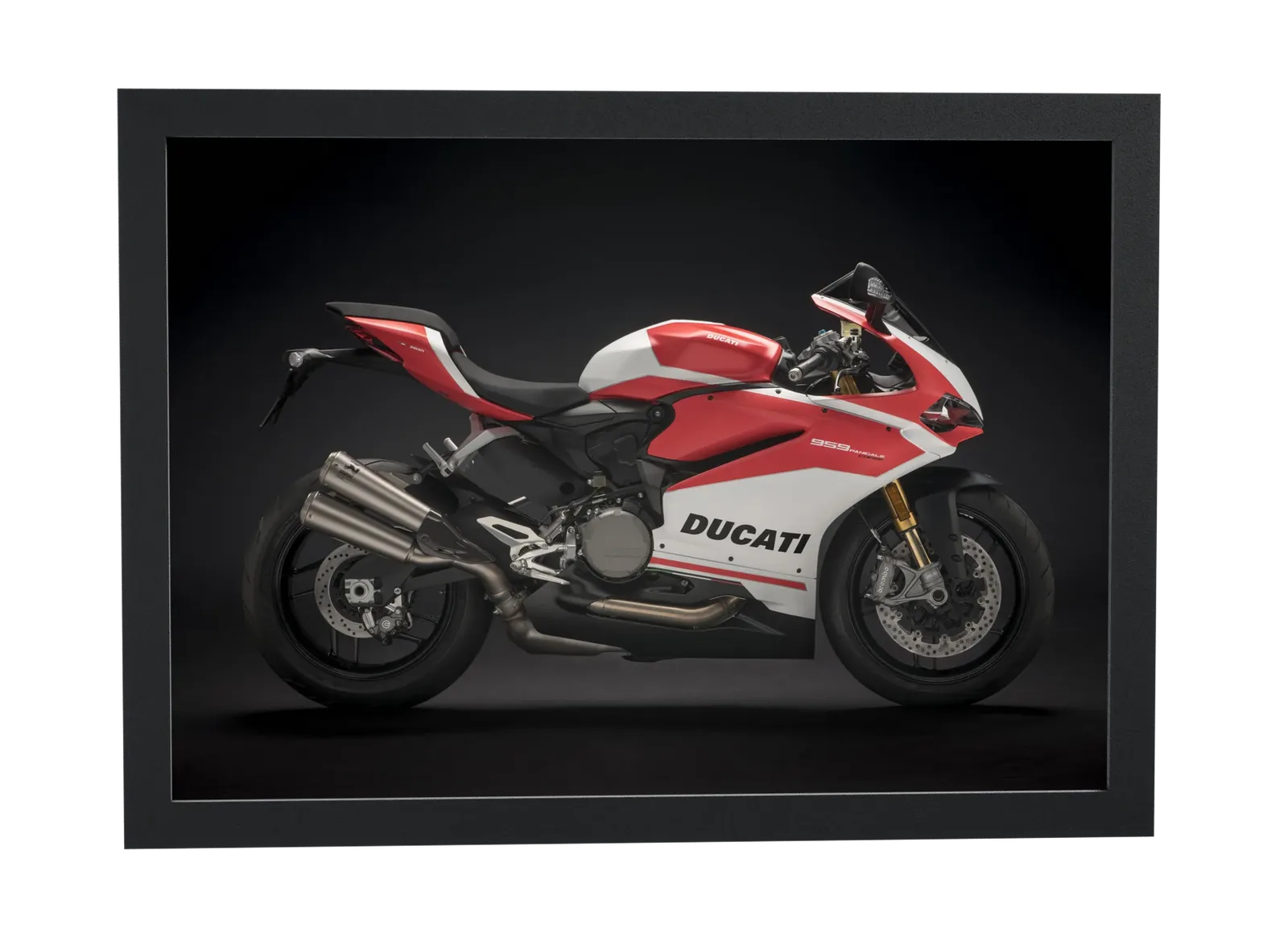 Motocicleta esportiva vermelha e branca