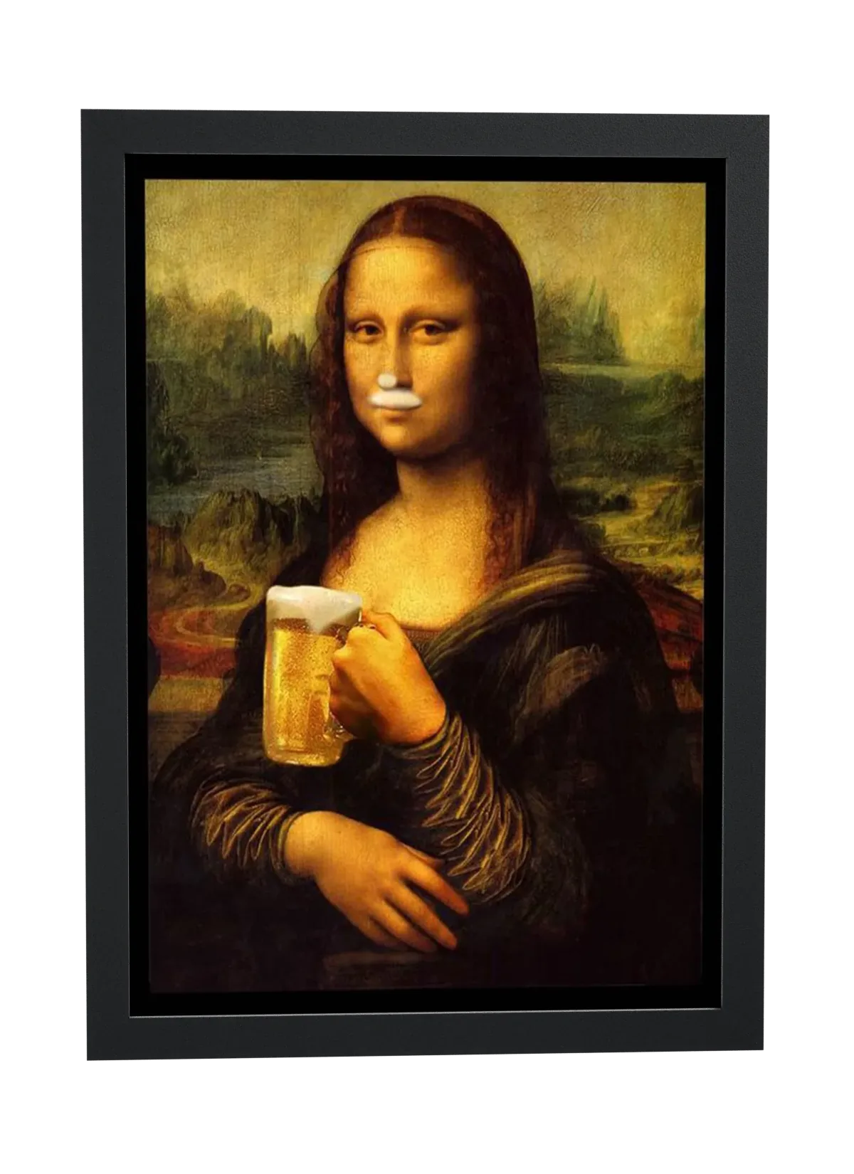 Mona Lisa com caneca de cerveja