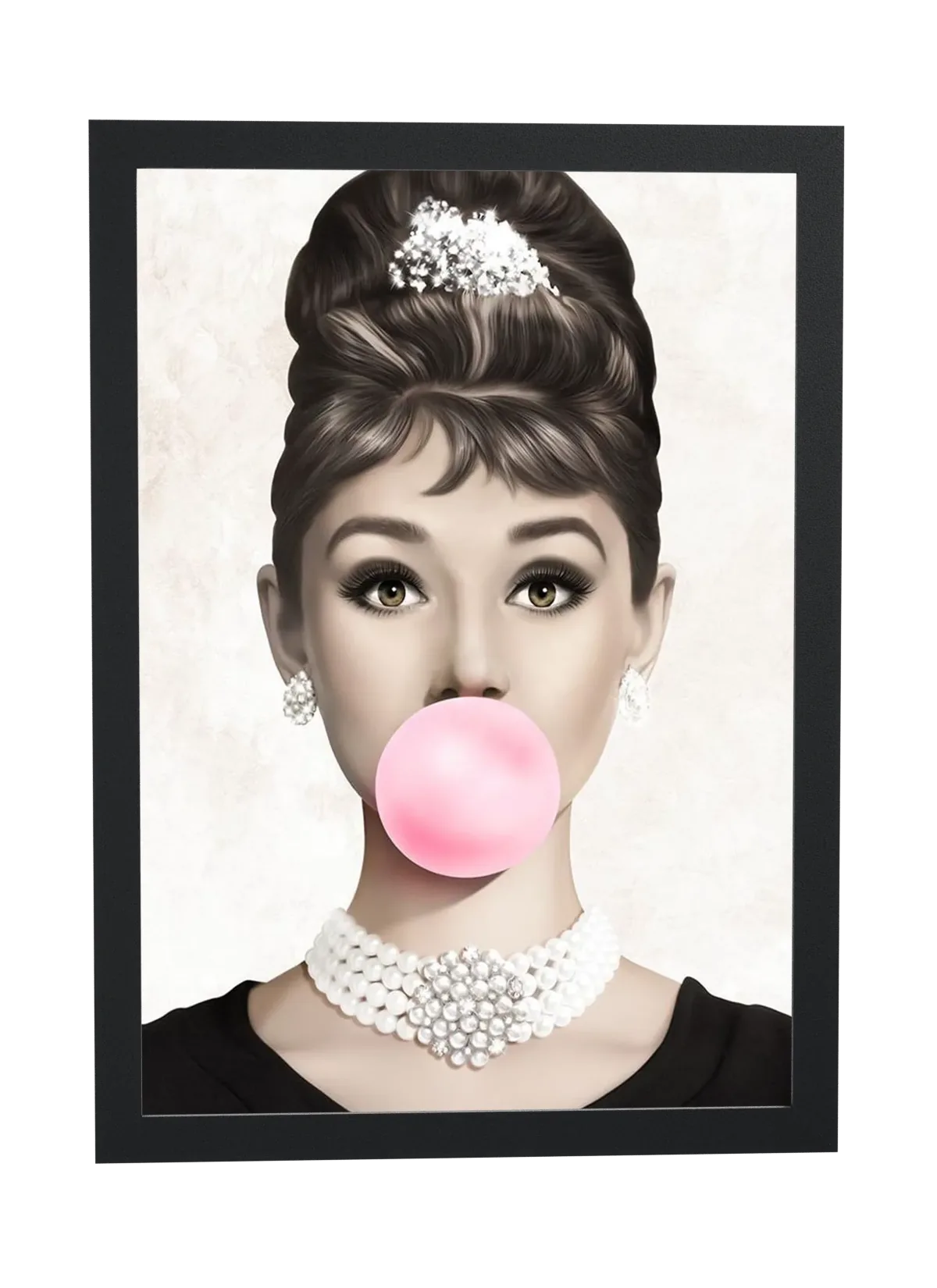 Retrato pop art com chiclete rosa
