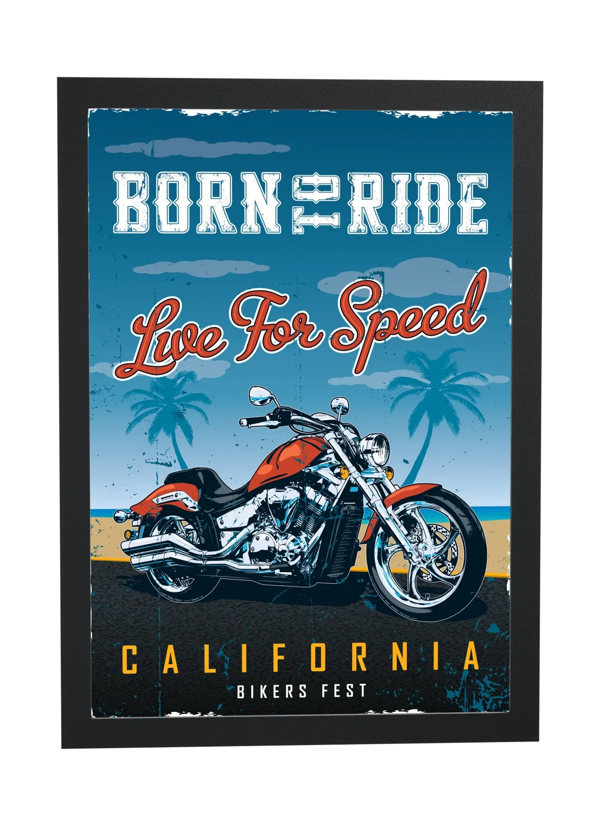 Motocicleta laranja na Califórnia