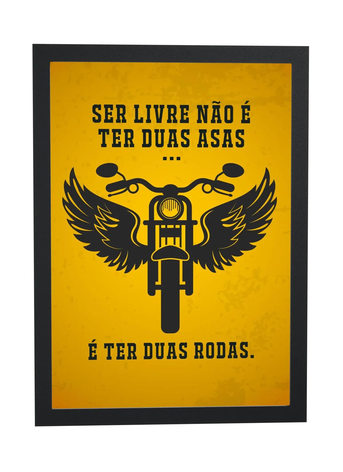 Moto alada em fundo amarelo