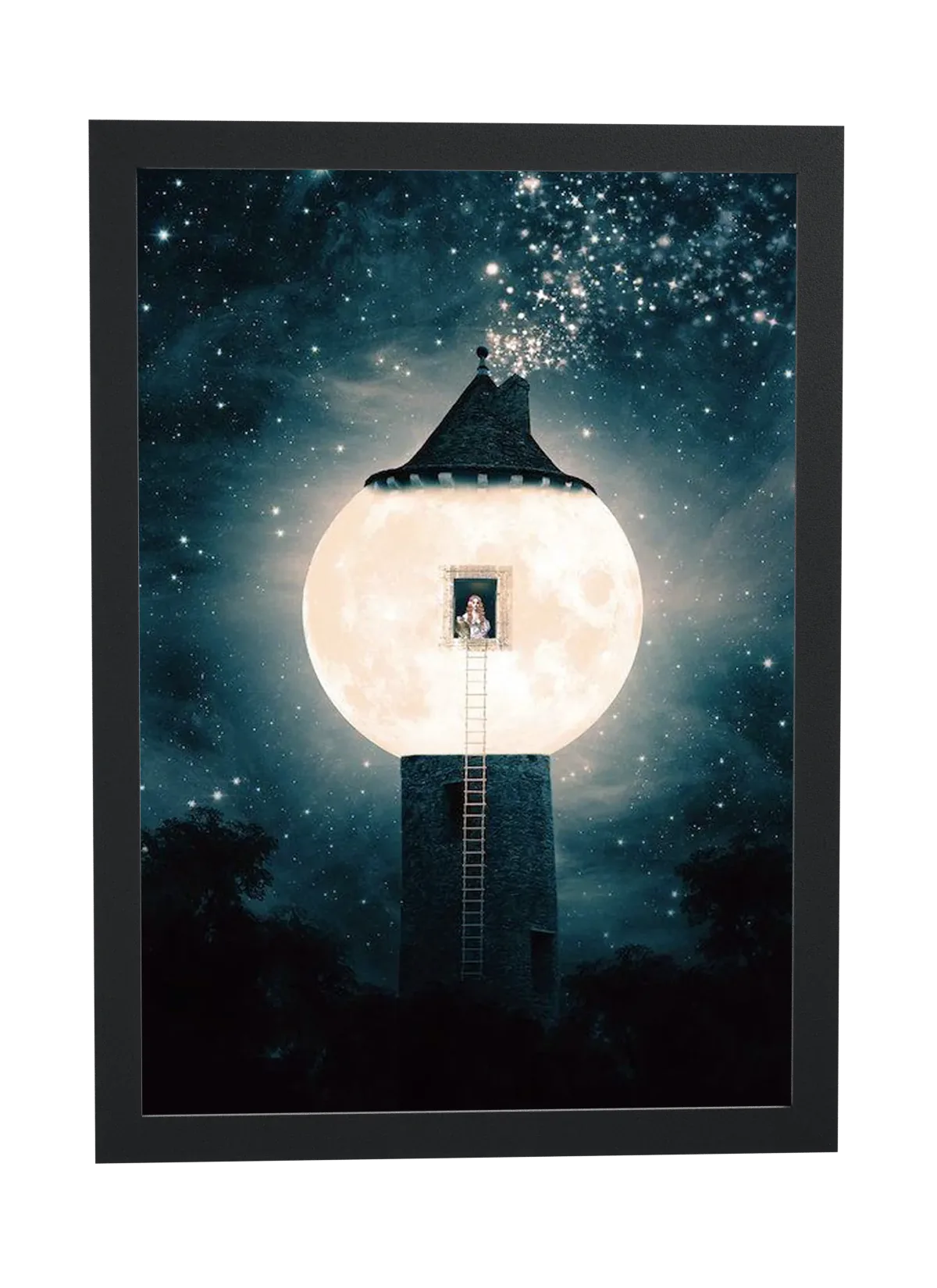 Torre da lua sob estrelas