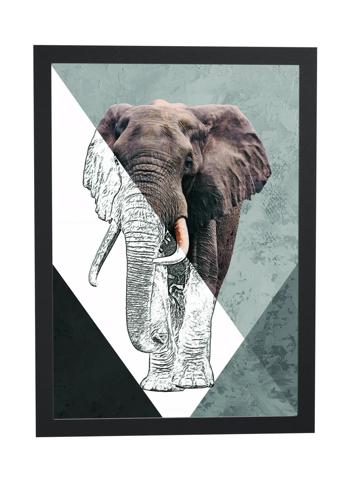 Elefante em triângulos cinza e preto
