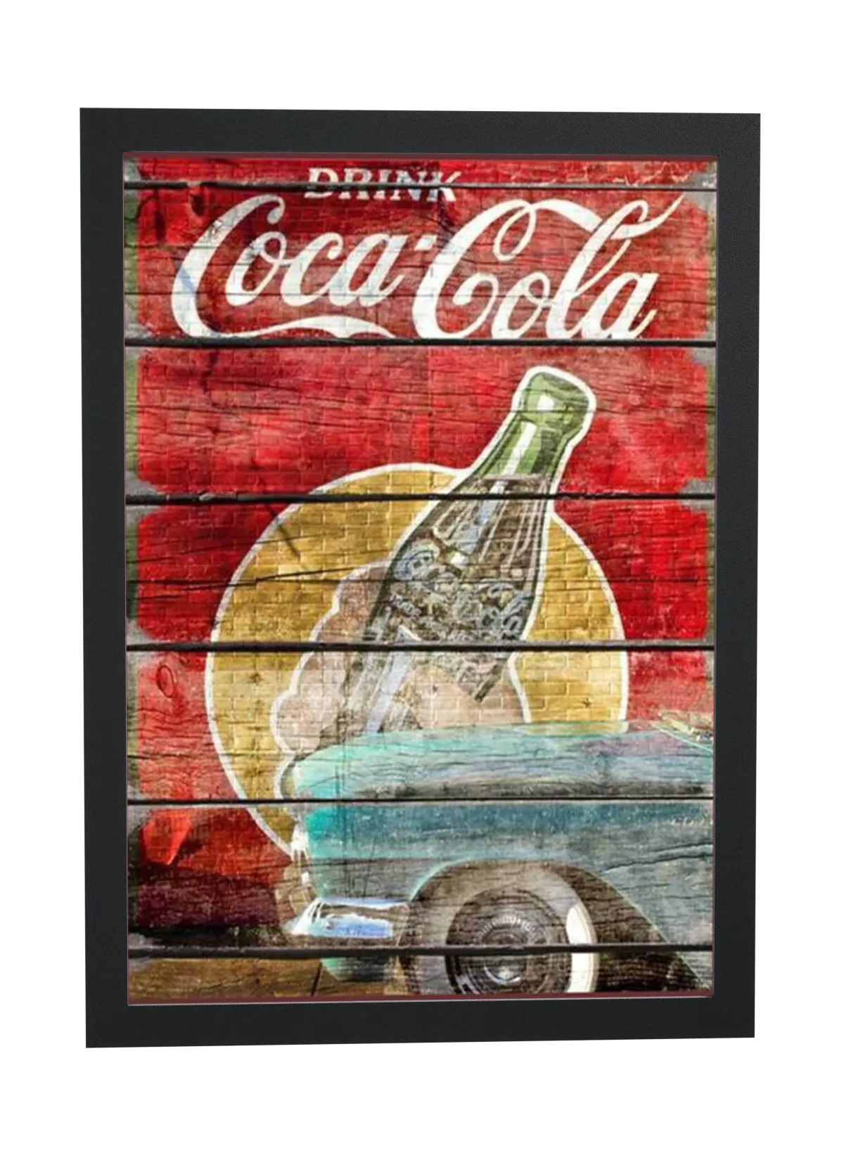 Coca-Cola pintada na madeira