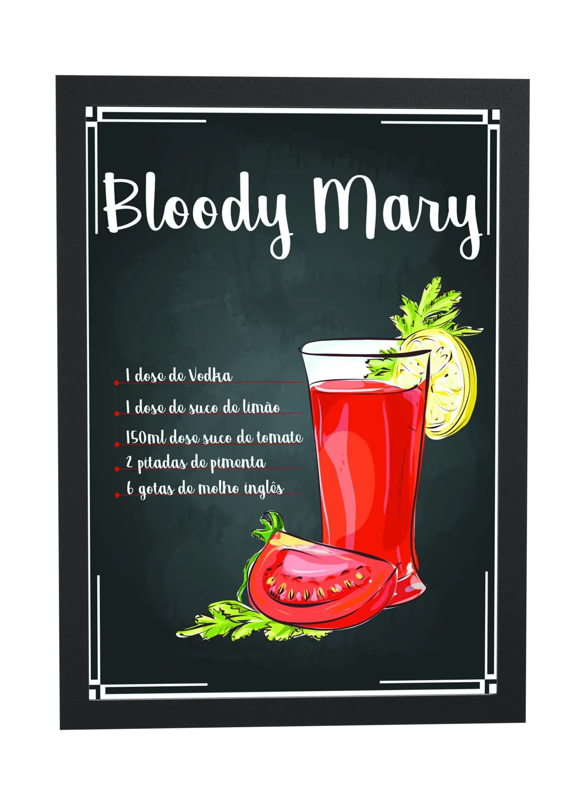Receita de Bloody Mary na lousa