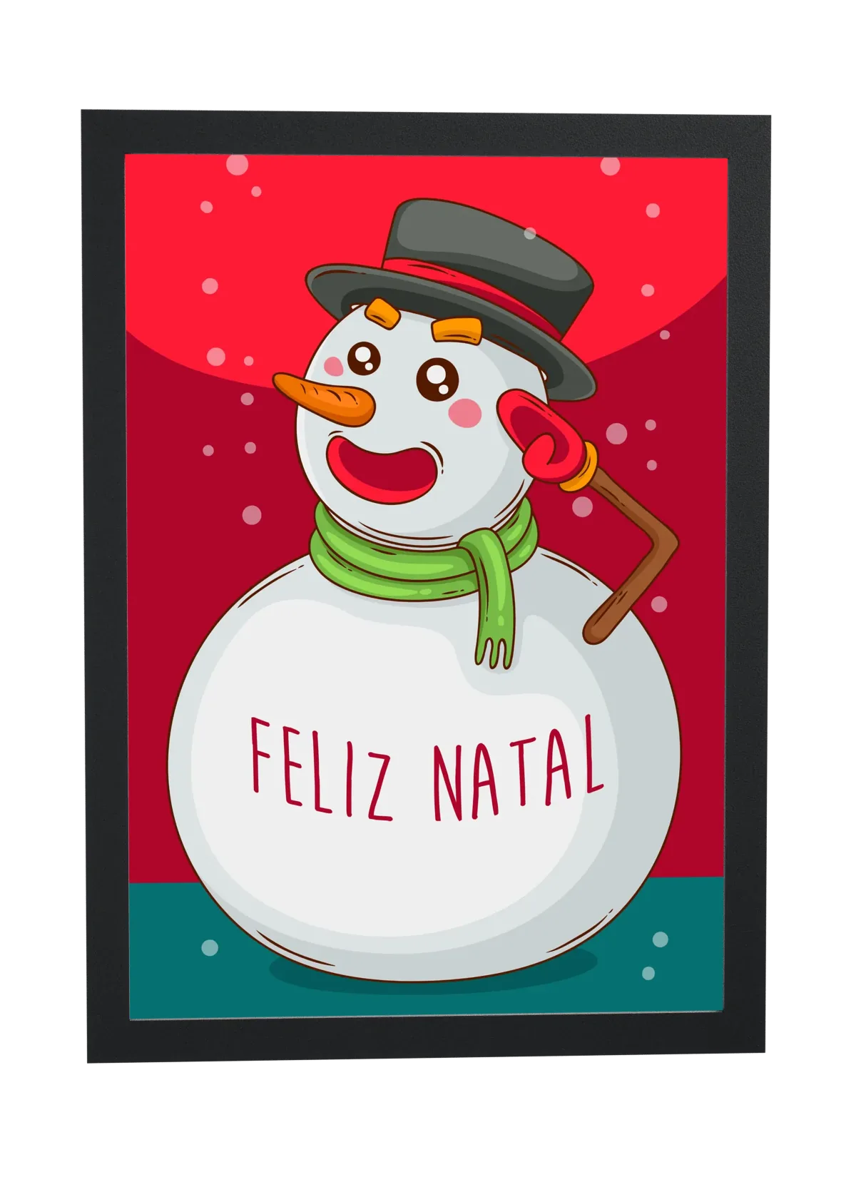 Boneco de neve com cachecol verde