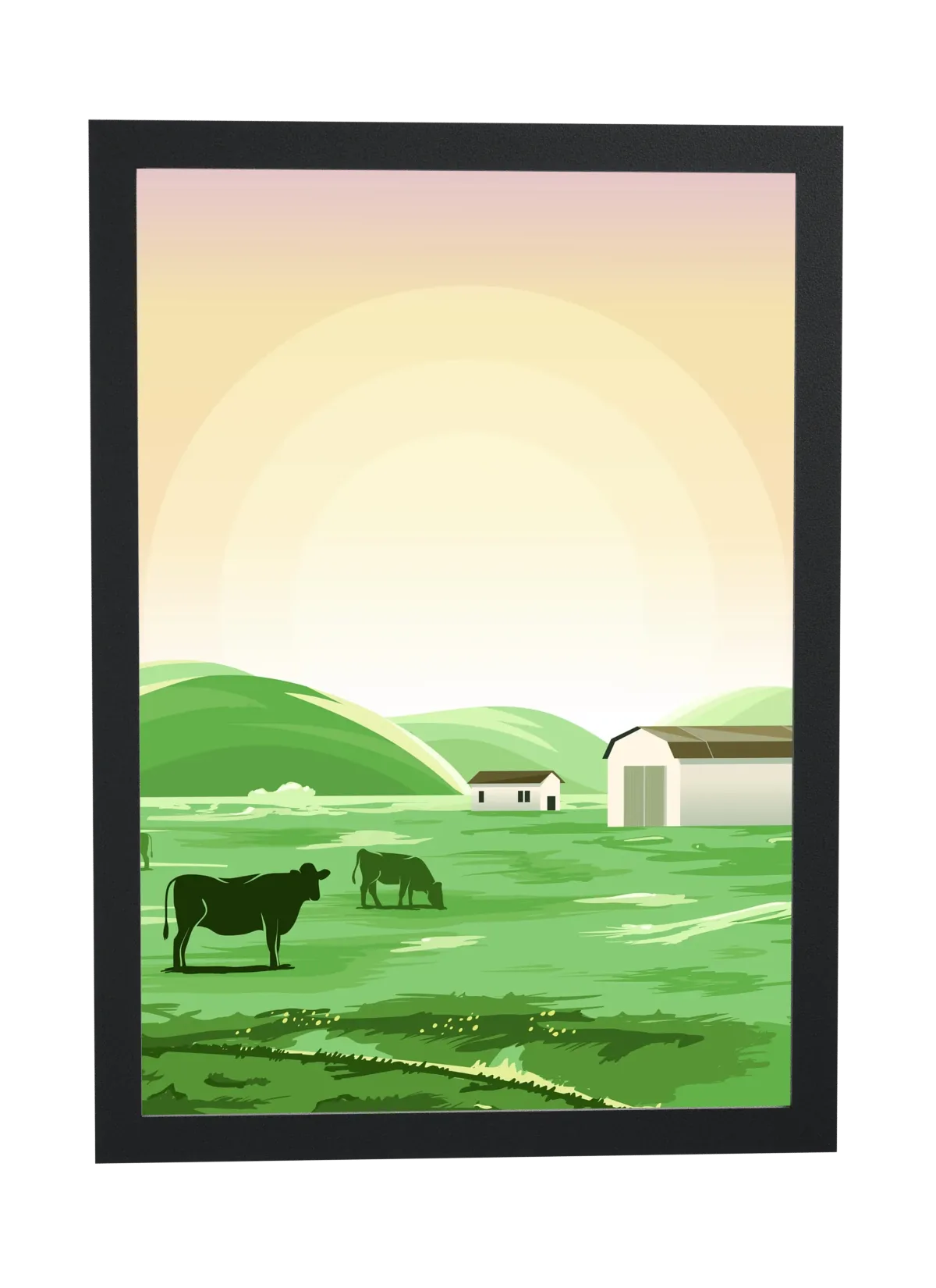 Vacas pastando em campo verde