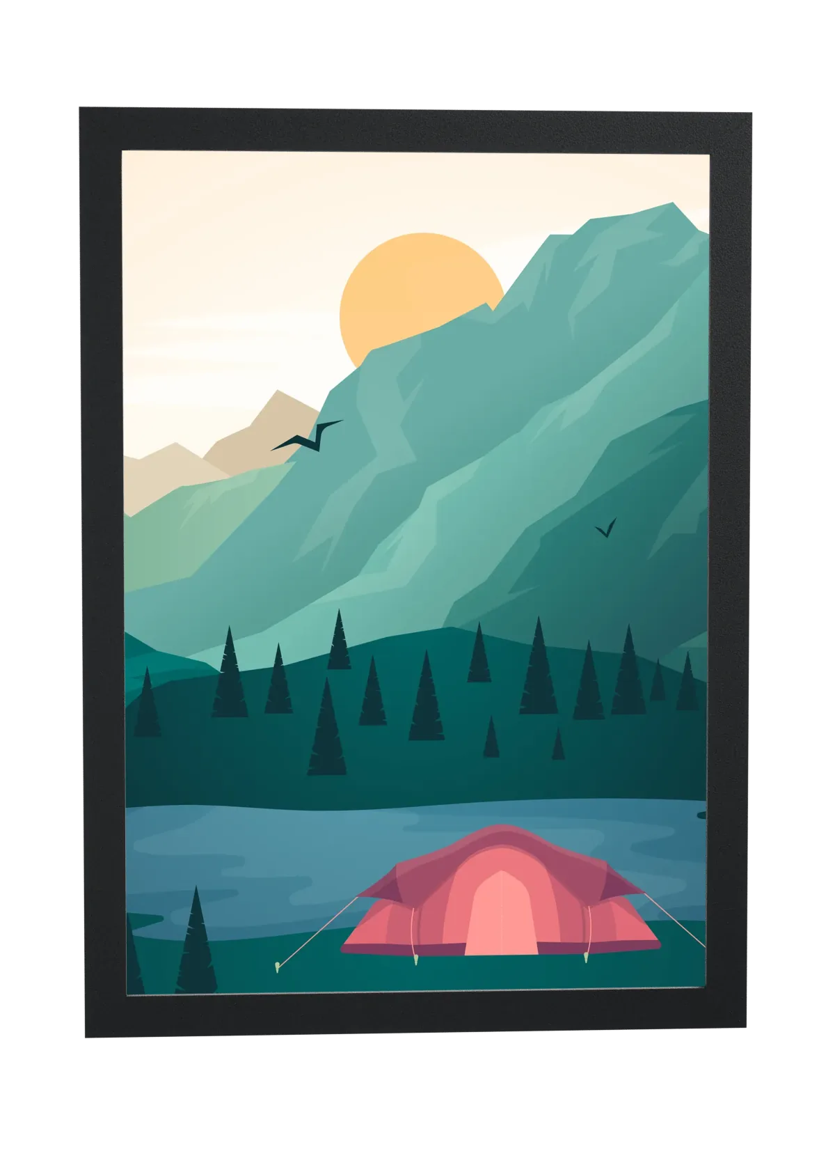 Acampamento ilustrado nas montanhas