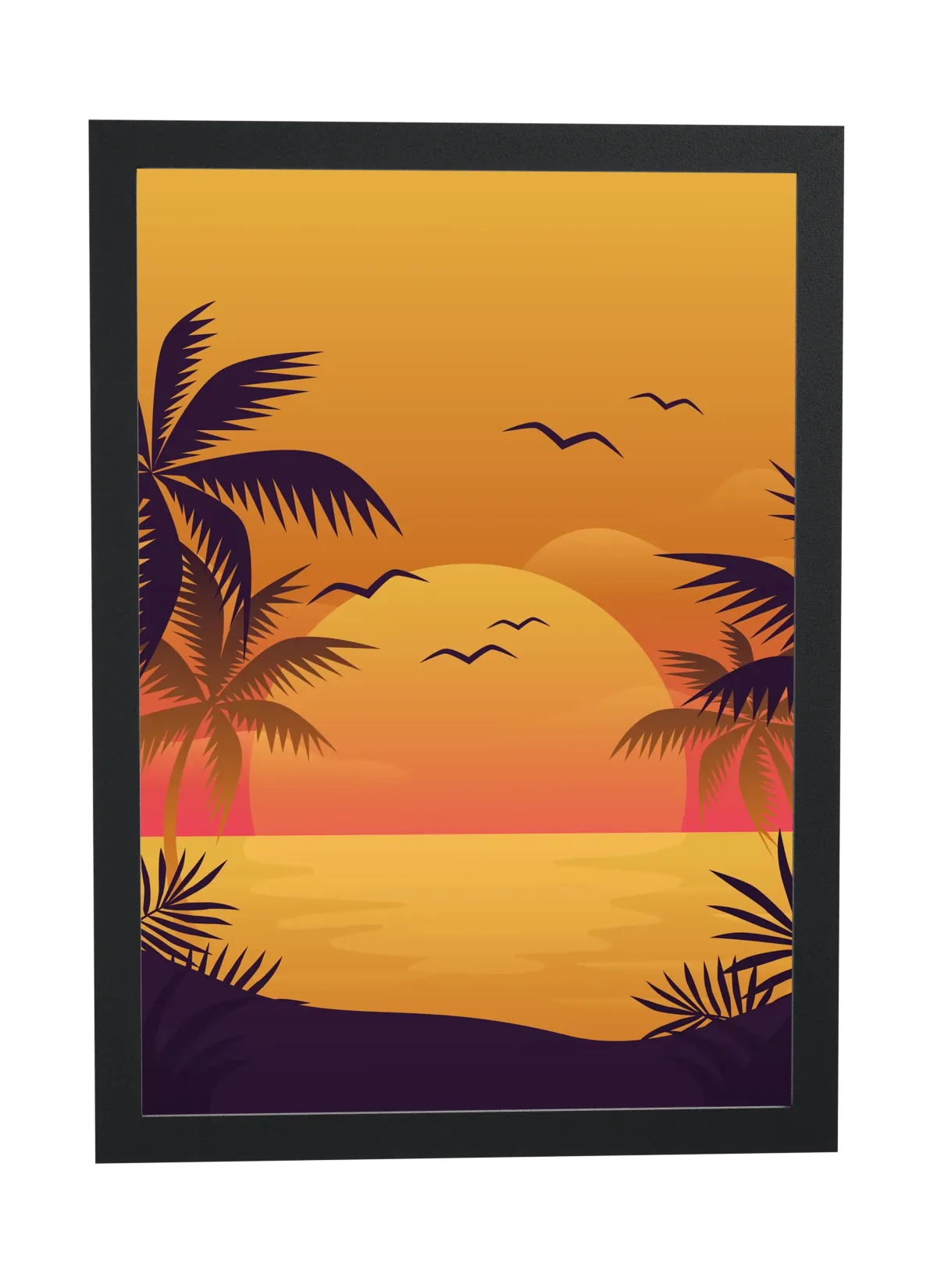 Pôr do sol tropical ilustrado