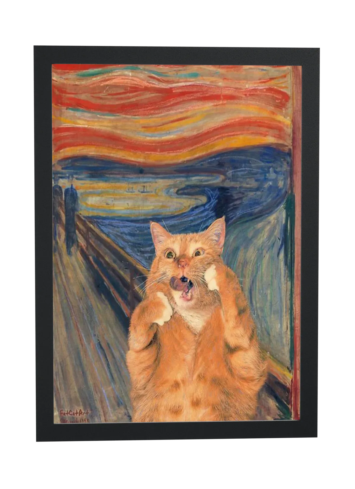 Gato laranja no Grito de Munch